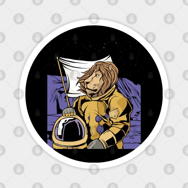 Lion Astronaut in Space Science Astronaut Magnet by Printroof